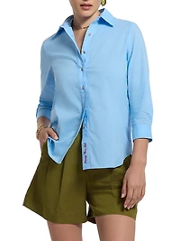 Hadley Embroidered Linen Button-Front Shirt