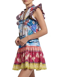 Savannah Printed Cotton Tiered Minidress