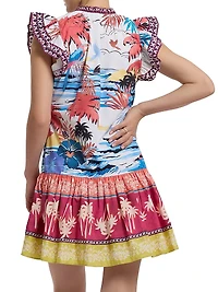 Savannah Printed Cotton Tiered Minidress