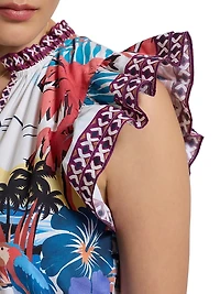 Savannah Printed Cotton Tiered Minidress