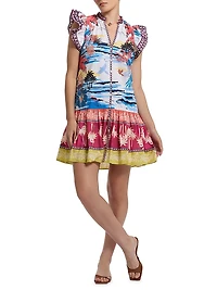 Savannah Printed Cotton Tiered Minidress