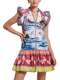 Savannah Printed Cotton Tiered Minidress