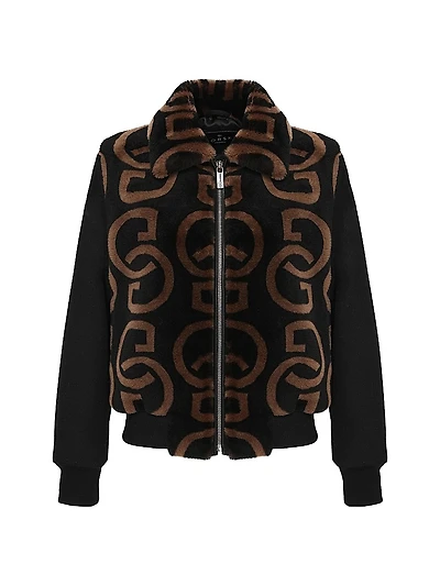 G Printed Merino Shearling Lamb Bomber Jacket