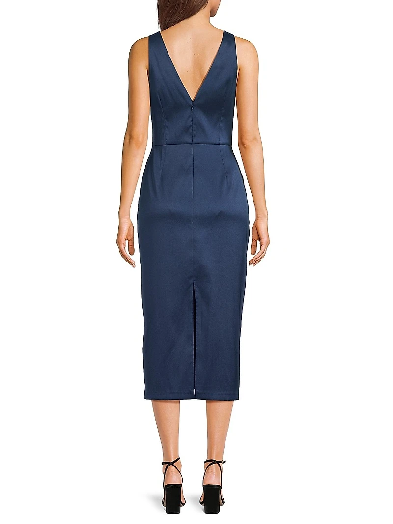 Floral Embellished Sheath Cocktail Dress