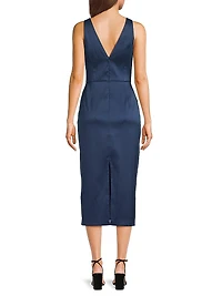 Floral Embellished Sheath Cocktail Dress