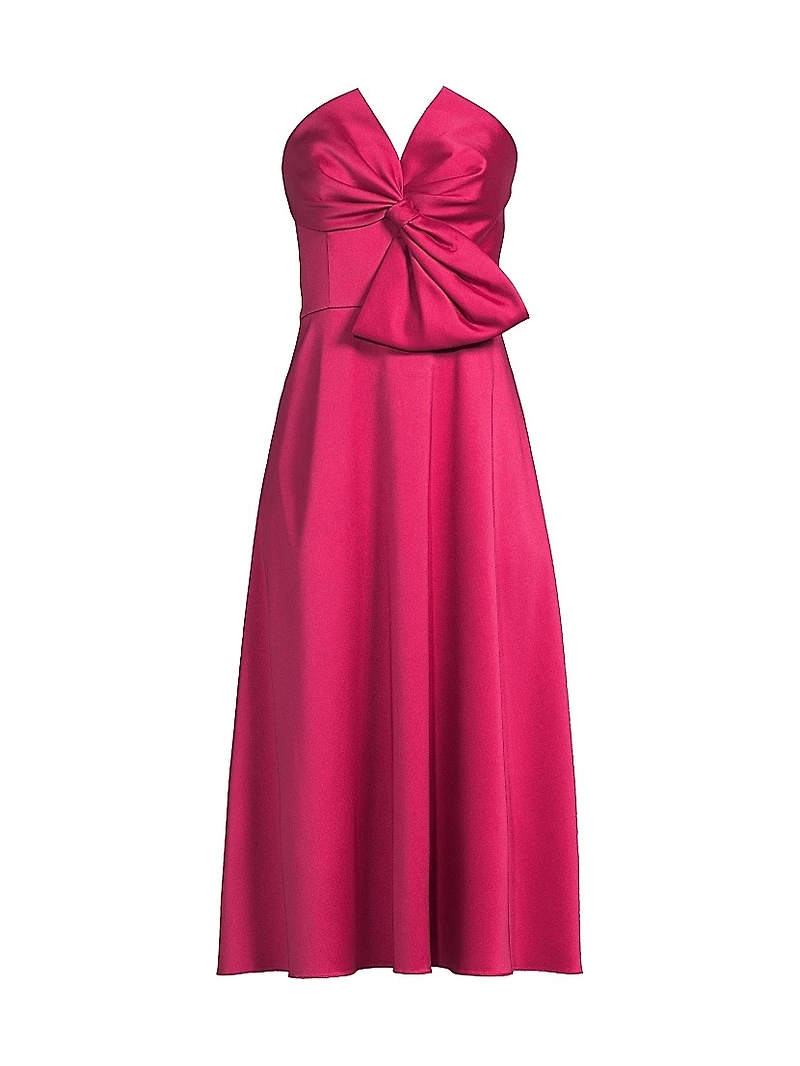 Satin Bow Strapless Cocktail Dress