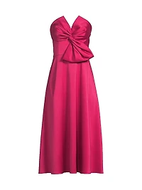 Satin Bow Strapless Cocktail Dress