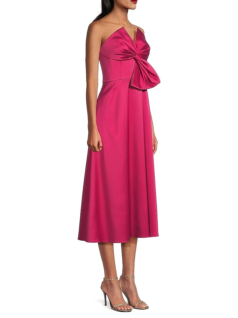Satin Bow Strapless Cocktail Dress