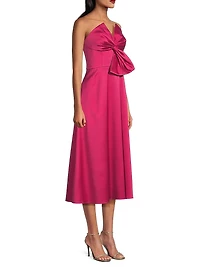 Satin Bow Strapless Cocktail Dress