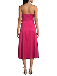 Satin Bow Strapless Cocktail Dress