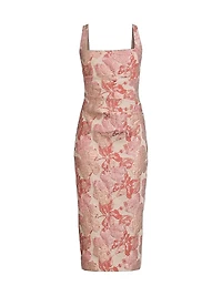 Floral Jacquard Sheath Cocktail Dress