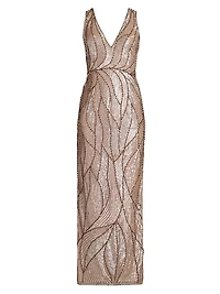 Embellished V-Neck Column Gown