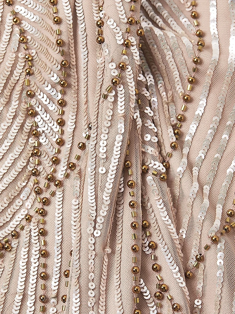 Embellished V-Neck Column Gown