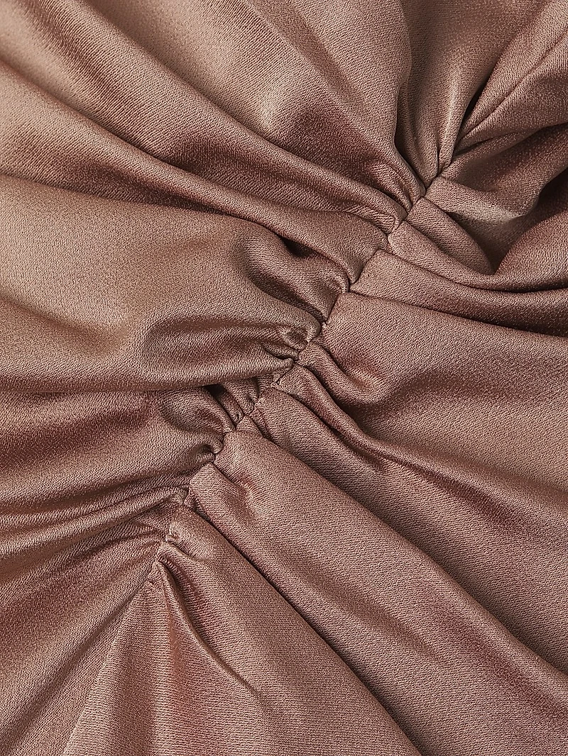 Satin Gathered Asymmetric Cocktail Dress