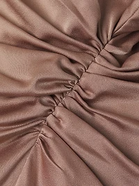 Satin Gathered Asymmetric Cocktail Dress