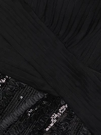 Embellished Mix Media Sheath Cocktail Dress