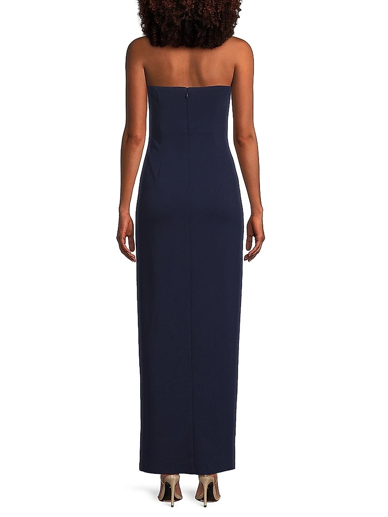 Floral Embellished Strapless Gown