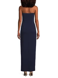 Floral Embellished Strapless Gown