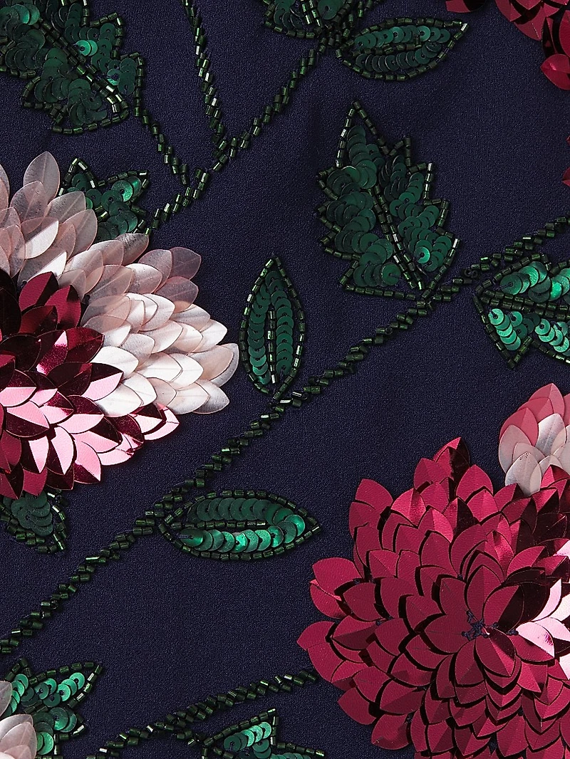 Floral Embellished Strapless Gown