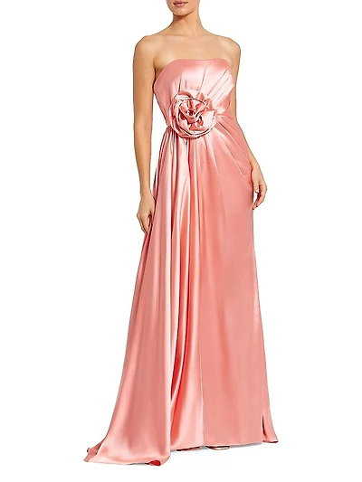 Prom Embellished Satin Strapless Gown