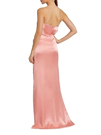 Prom Embellished Satin Strapless Gown