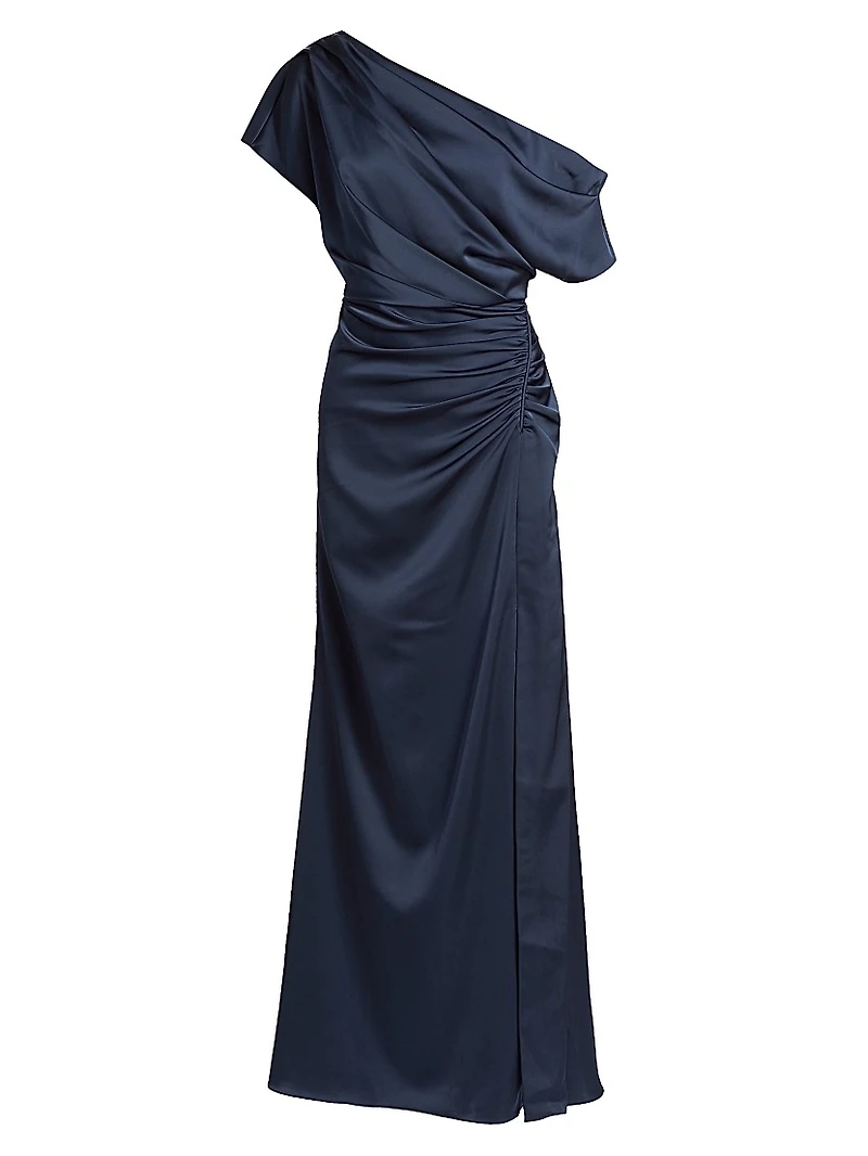 Kacey Ruched Asymmetrical Gown