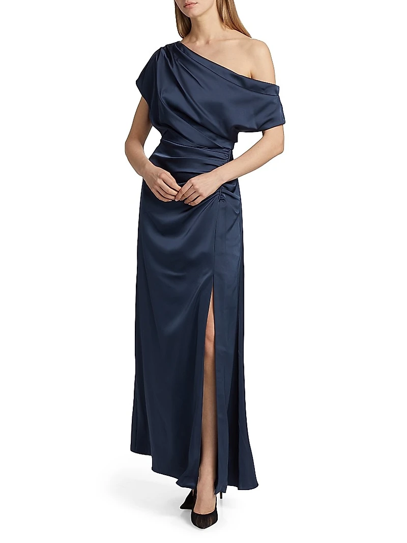 Kacey Ruched Asymmetrical Gown