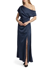 Kacey Ruched Asymmetrical Gown