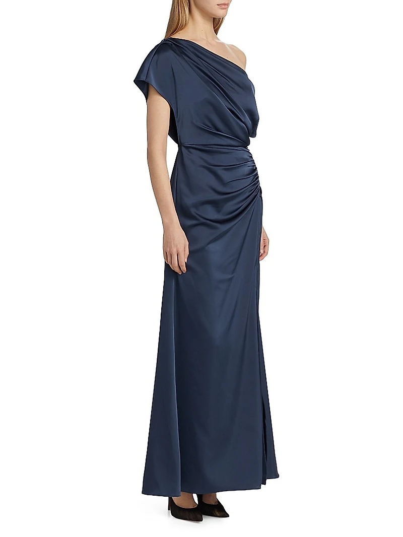 Kacey Ruched Asymmetrical Gown