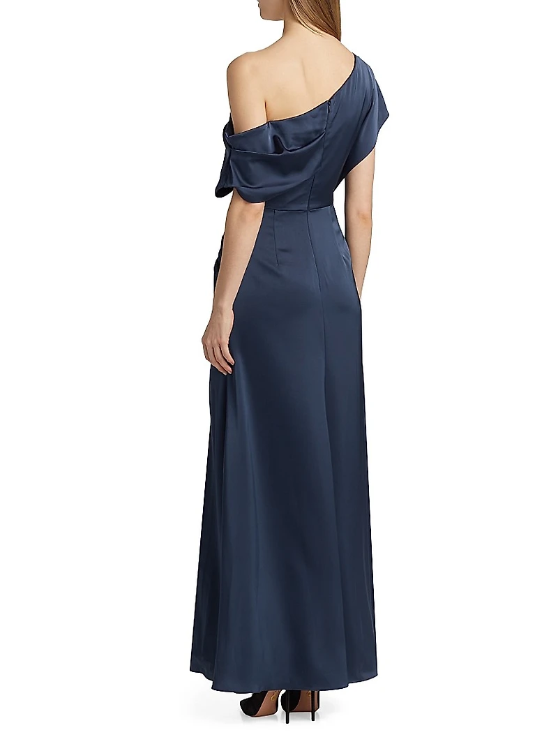 Kacey Ruched Asymmetrical Gown