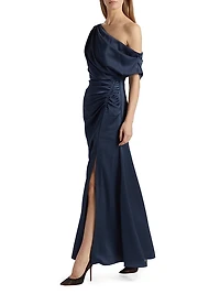 Kacey Ruched Asymmetrical Gown