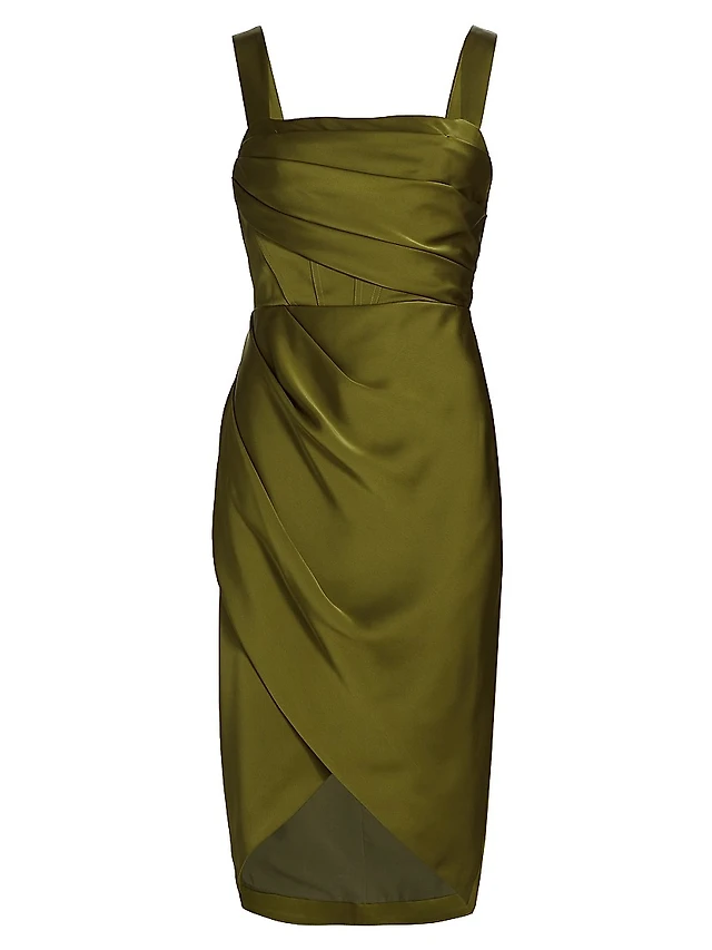 Theia Genevive Draped Satin Cocktail Dress | The Summit Theia Genevive Draped Satin Cocktail Dress | The Summit