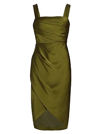 Genevive Draped Satin Cocktail Dress