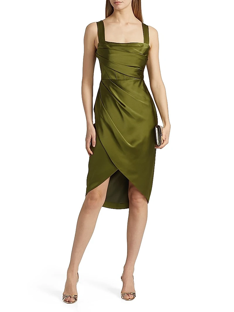 Genevive Draped Satin Cocktail Dress