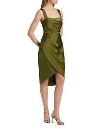 Genevive Draped Satin Cocktail Dress