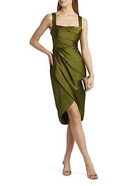 Genevive Draped Satin Cocktail Dress