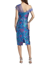 Jaylen One-Shoulder Brocade Midi-Dress