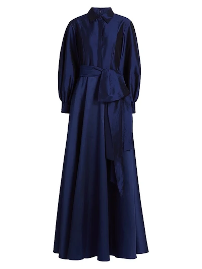 Frieda Taffeta Shirtdress Gown