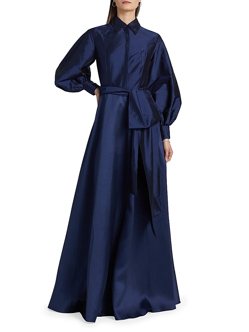 Frieda Taffeta Shirtdress Gown