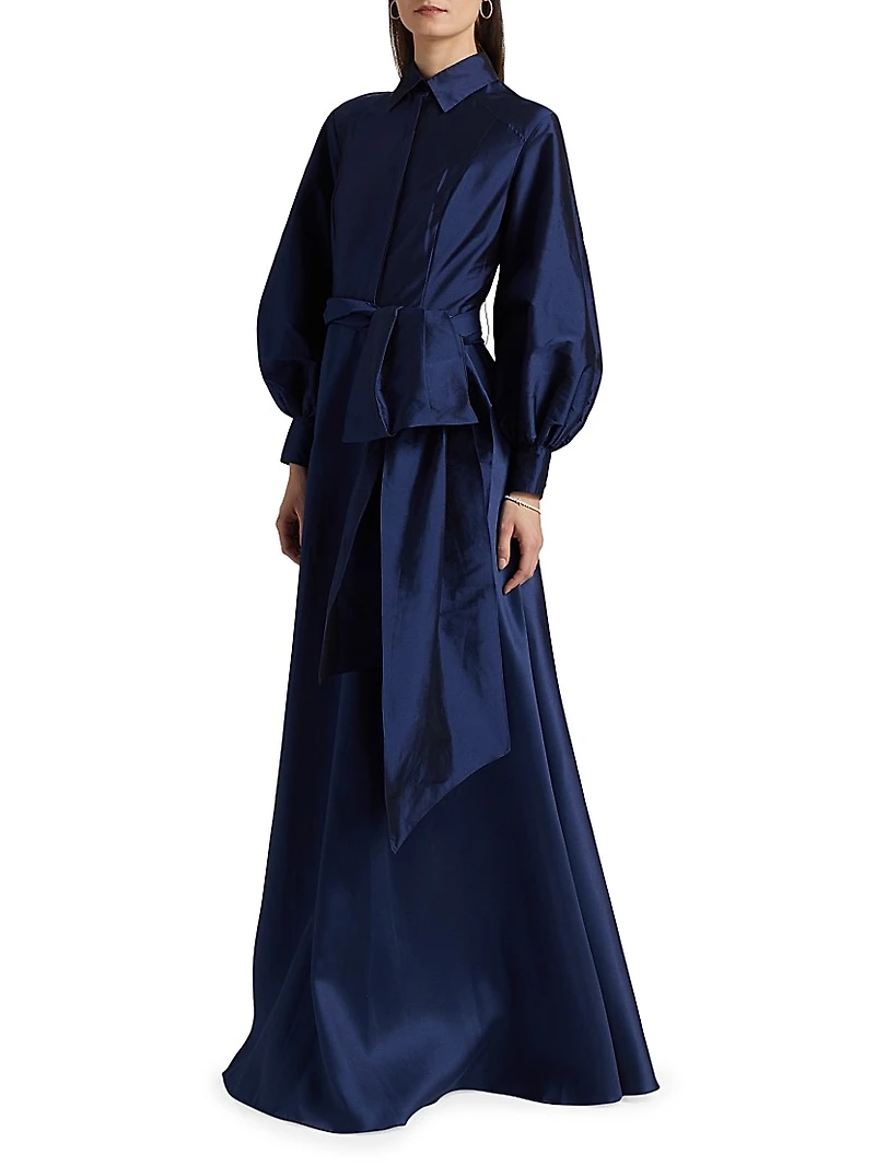 Frieda Taffeta Shirtdress Gown