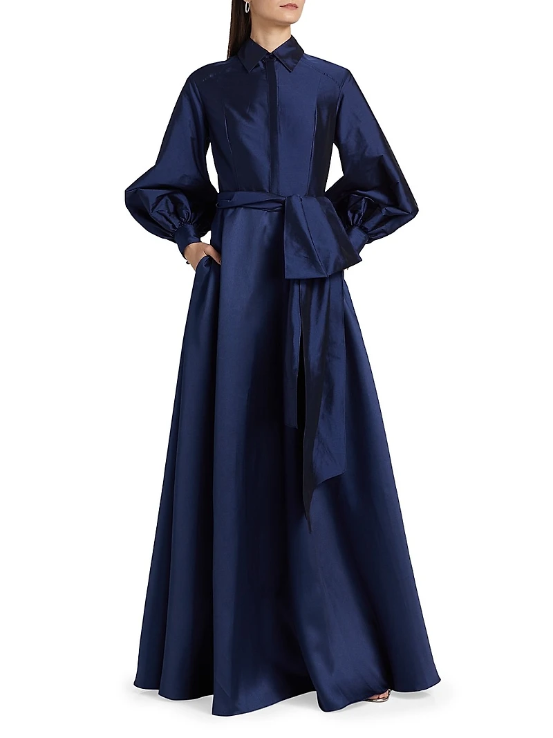 Frieda Taffeta Shirtdress Gown