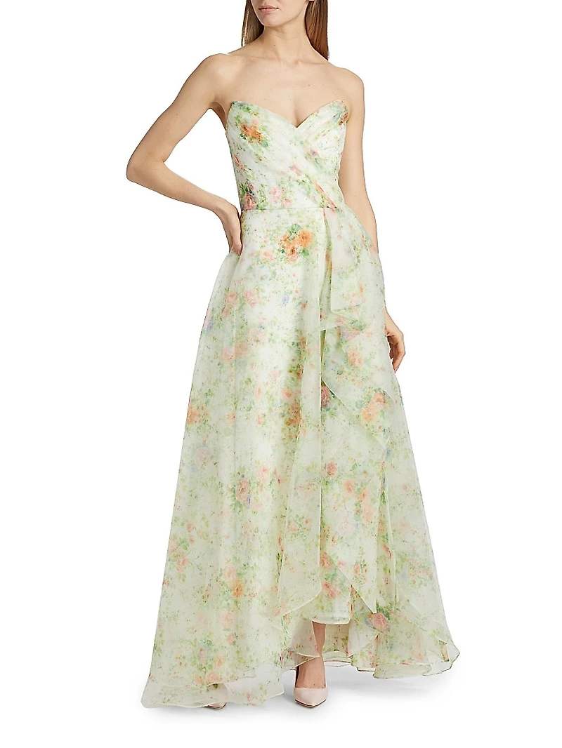 Tanya Organza Strapless A-Line Gown