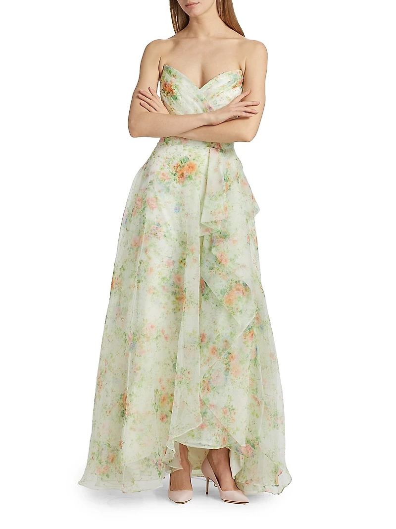 Tanya Organza Strapless A-Line Gown