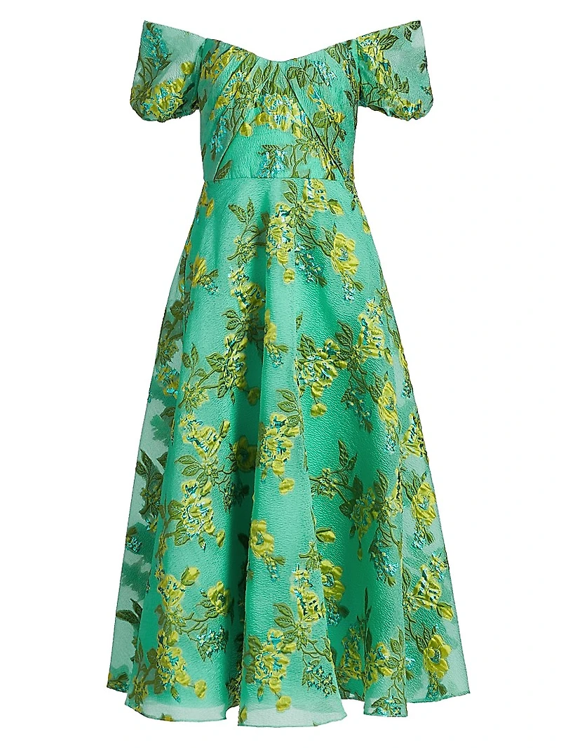 Alanis Floral Off-The-Shoulder Midi-Dress