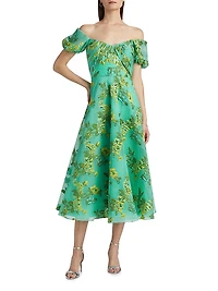 Alanis Floral Off-The-Shoulder Midi-Dress