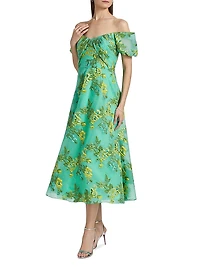 Alanis Floral Off-The-Shoulder Midi-Dress