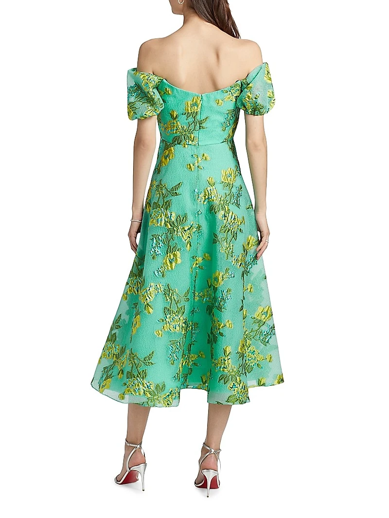 Alanis Floral Off-The-Shoulder Midi-Dress