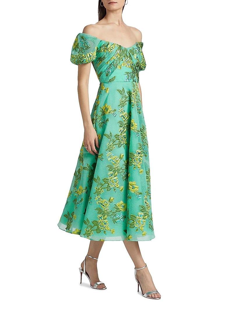 Alanis Floral Off-The-Shoulder Midi-Dress