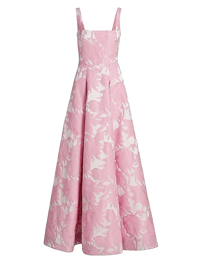 Soleil Basque Waist Jacquard Gown