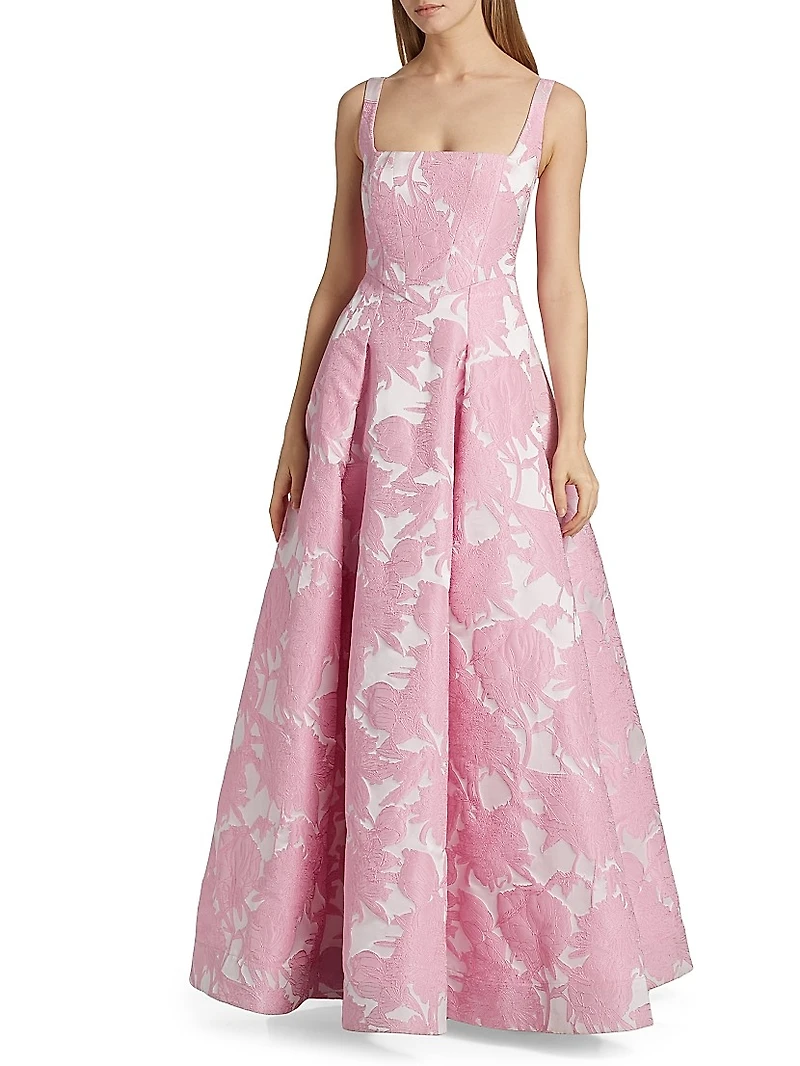 Soleil Basque Waist Jacquard Gown